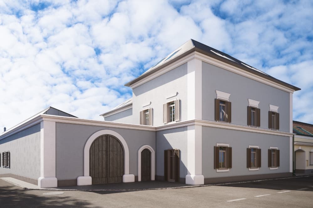 Historischer Vierkanthof mit Rundbogentor